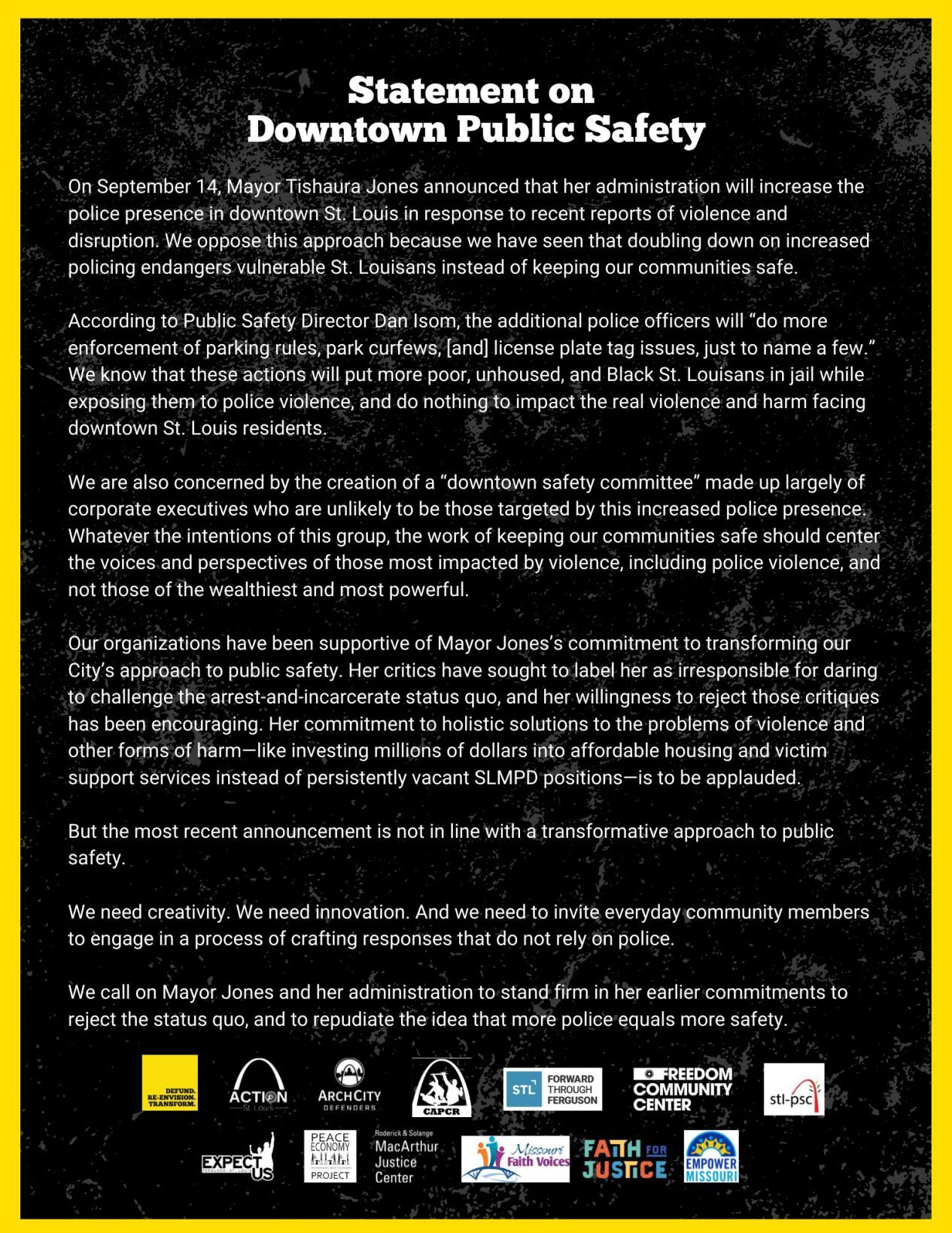 Social justice group statement